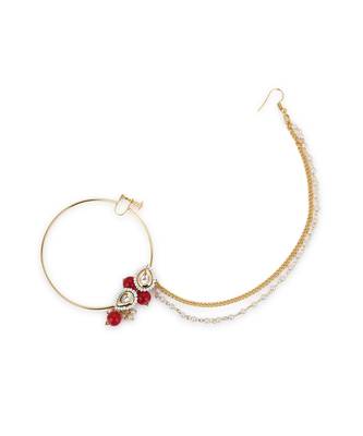 Red multi beaded nose ring 4