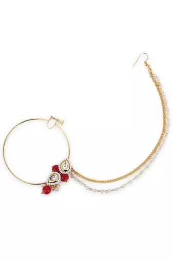 Red multi beaded nose ring