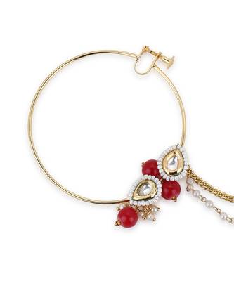 Red multi beaded nose ring 5