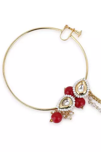 Red multi beaded nose ring