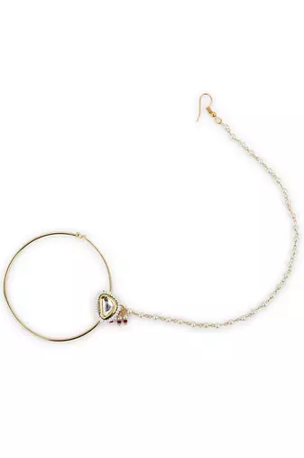 White multi beaded nose ring