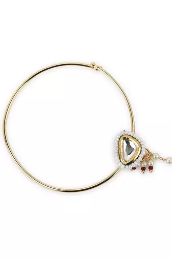 White multi beaded nose ring