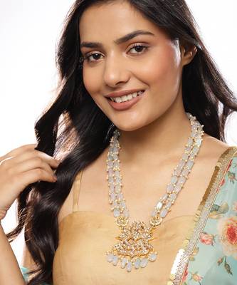 Pastel gray kundan neckpiece 1