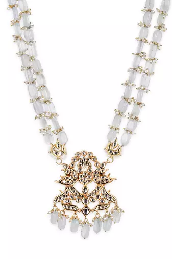 Pastel gray kundan neckpiece