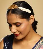 White kundan beaded hair band