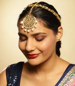 White kundan matha patti