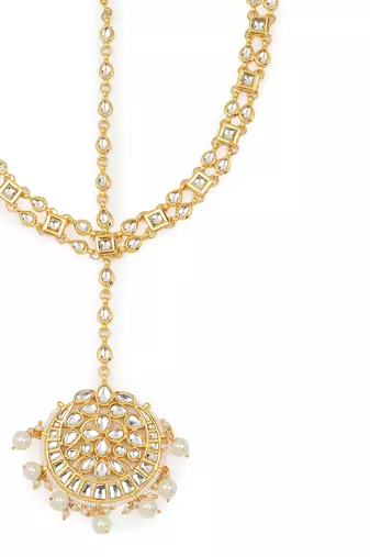 White kundan matha patti