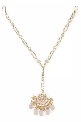 White kundan matha patti