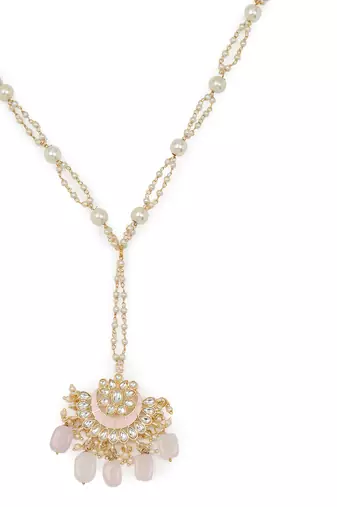 White kundan matha patti
