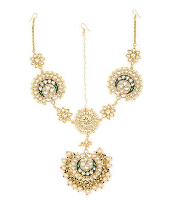 White kundan matha patti 3