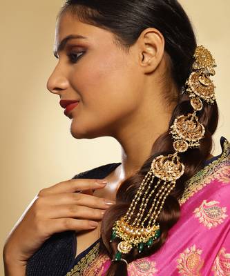 White kundan beaded braid 1