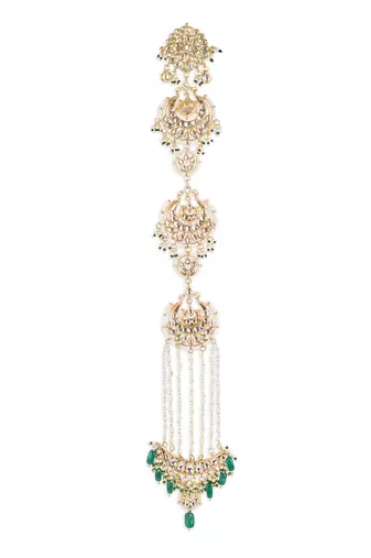 White kundan beaded braid