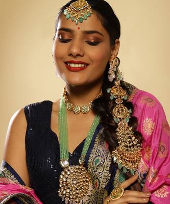 White kundan beaded braid 1