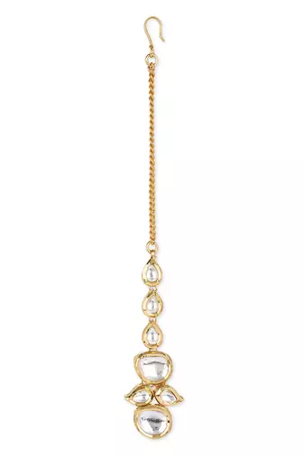 White kundan maang tikka