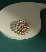White kundan cocktail ring