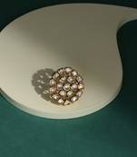 White kundan cocktail ring