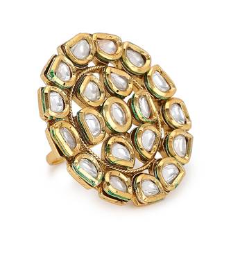 White kundan cocktail ring 2