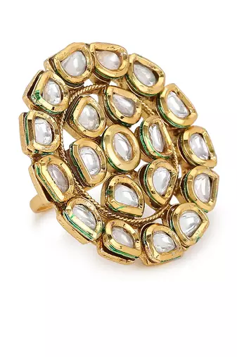 White kundan cocktail ring