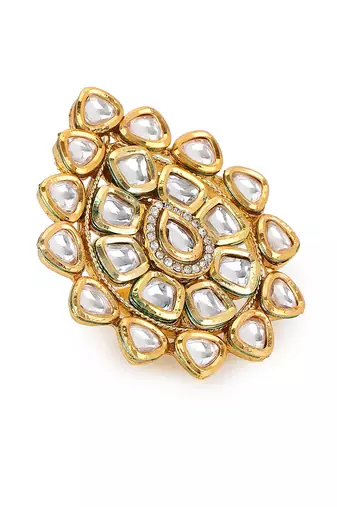 White kundan cocktail ring