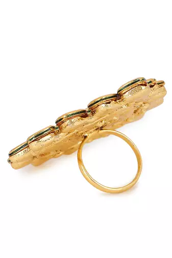 White kundan cocktail ring