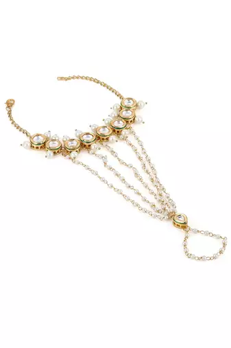 White kundan hand harness