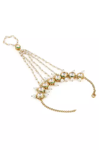 White kundan hand harness