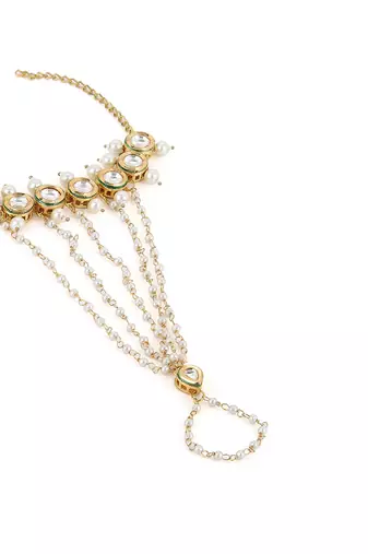 White kundan hand harness