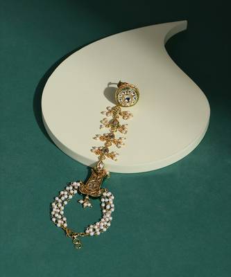 White kundan hand harness 2