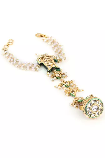 White kundan hand harness