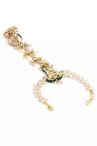 White kundan hand harness