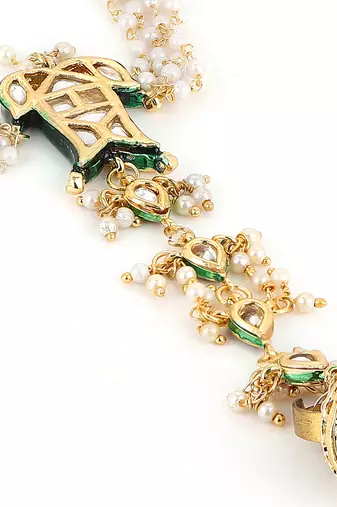 White kundan hand harness