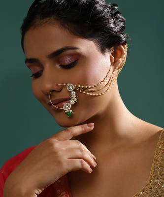 White kundan nose ring 1