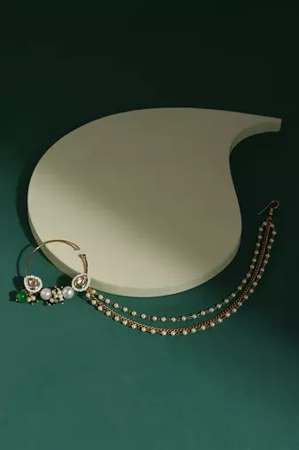 White kundan nose ring