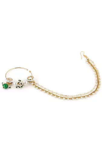 White kundan nose ring