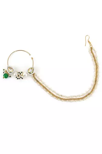 White kundan nose ring