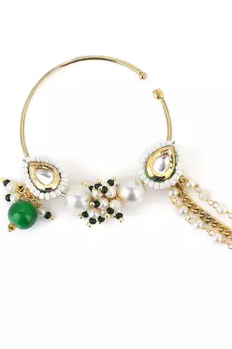 White kundan nose ring