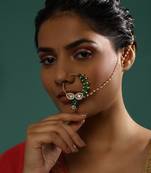 Green kundan nose ring