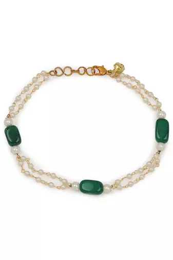 Green kundan anklets