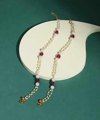 Pink kundan anklets 1