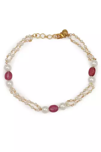 Pink kundan anklets