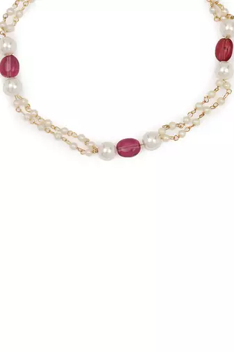 Pink kundan anklets