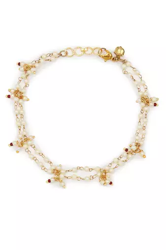 White kundan anklets