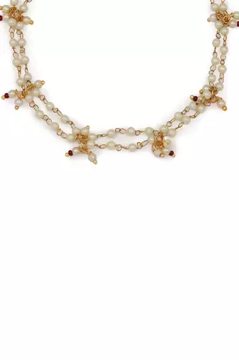 White kundan anklets
