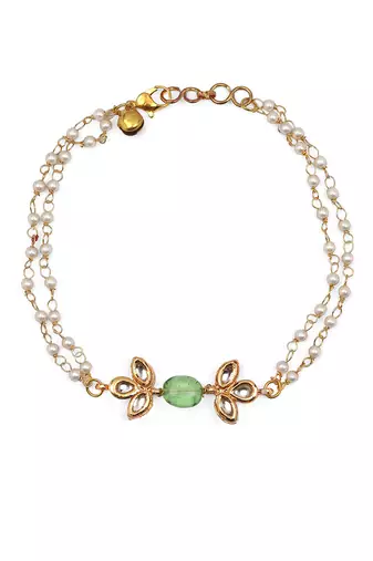 Green kundan anklets
