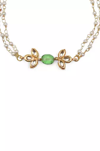 Green kundan anklets