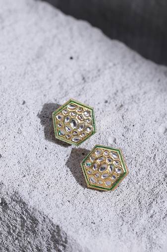 White kundan earrings