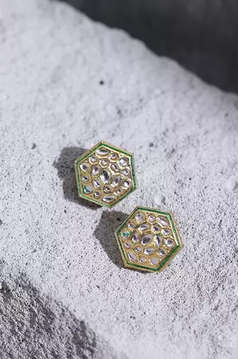 White kundan earrings