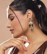 Green kundan earrings
