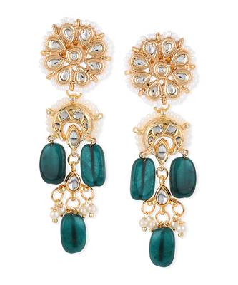 Green kundan earrings 1