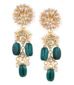 Green kundan earrings